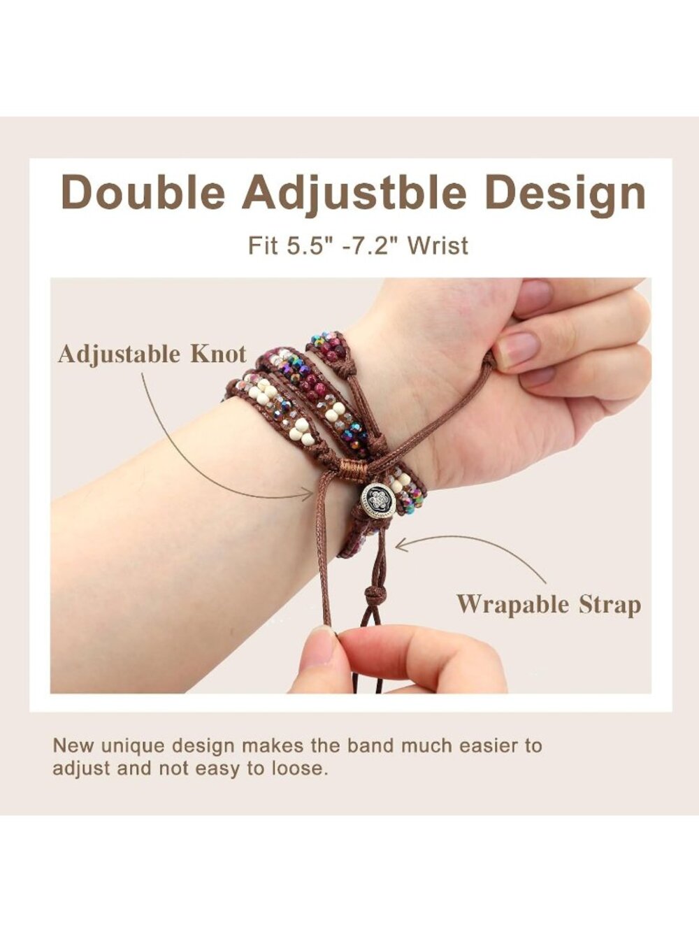 Women's Purple Boho Beaded Band Compatible with Apple Stones Bracelet Watches - Picture 5 of 6